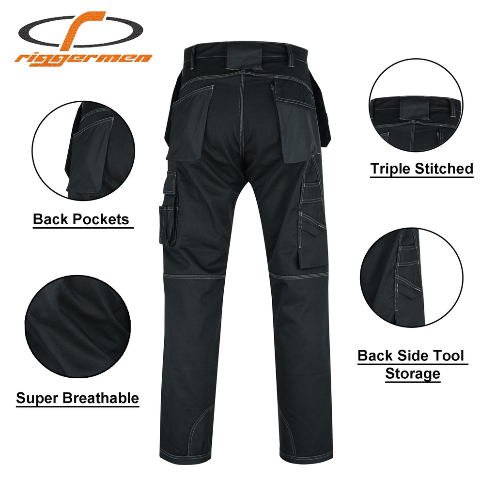 Riggermen Mens Work Pants Lightweight Cargo Tactical Trouser with Holster Pockets Relaxed Fit Safety Pants for Construction